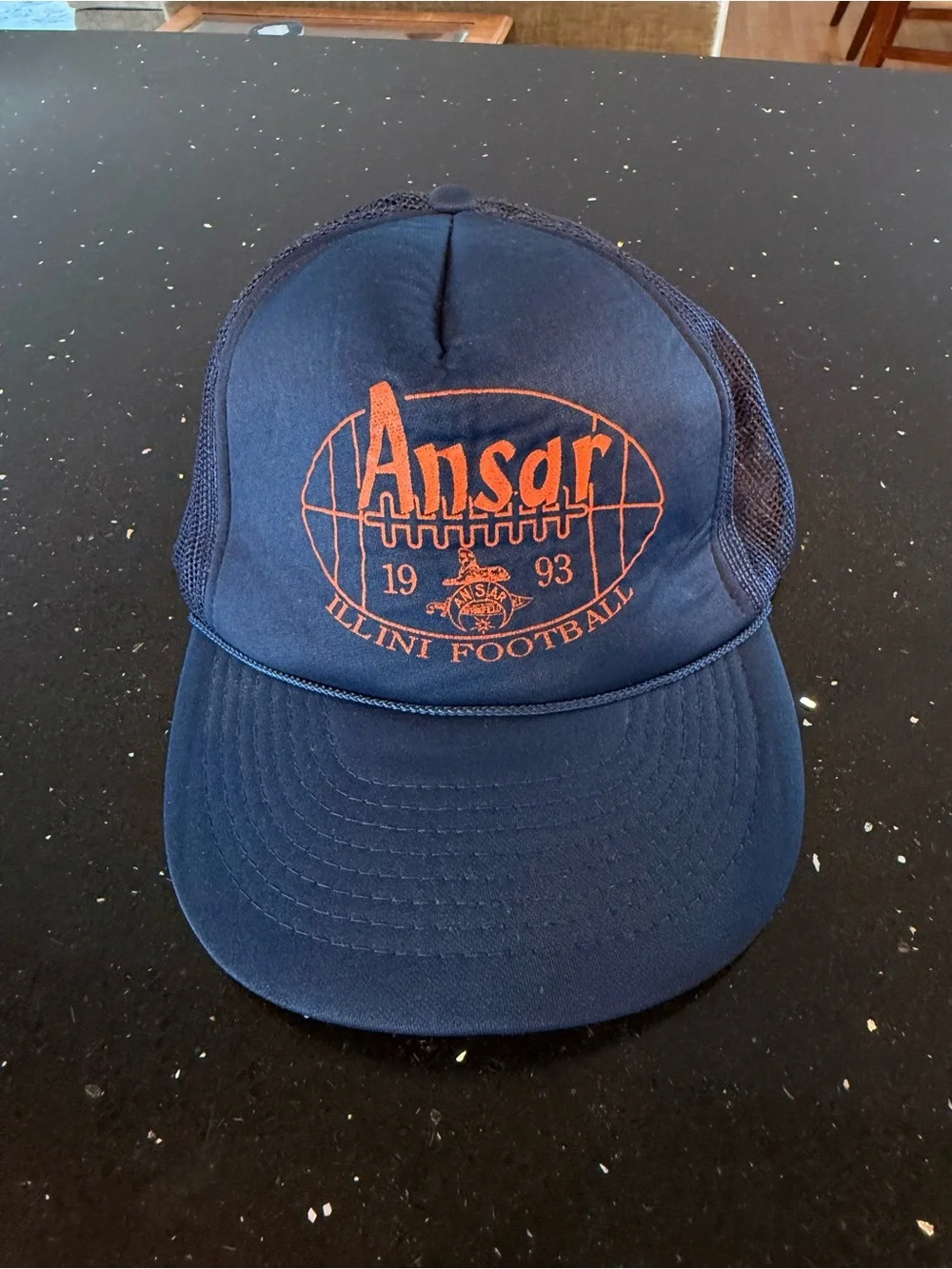 Vintage Ansar Illini Football Trucker Hat - Navy with Orange Logo 1993